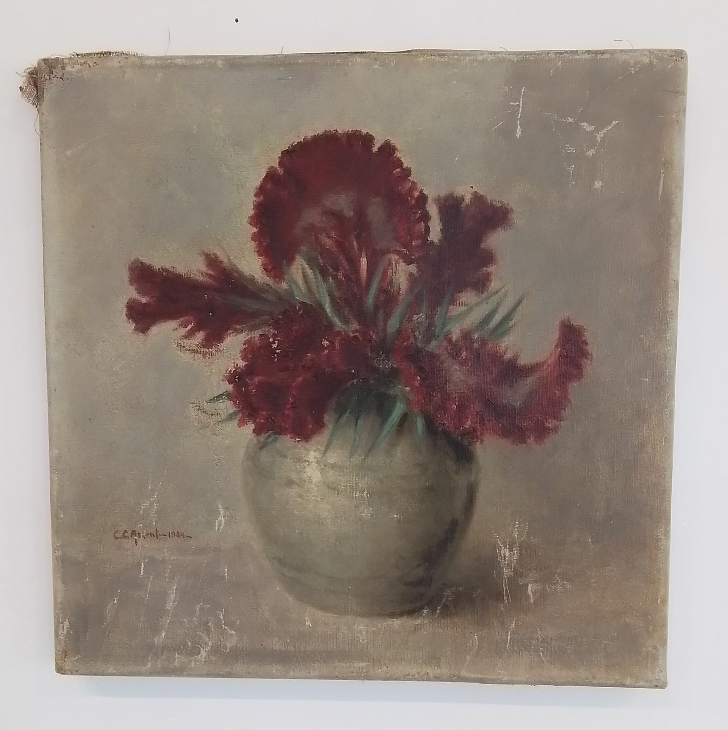 Red Floral Oil Painting