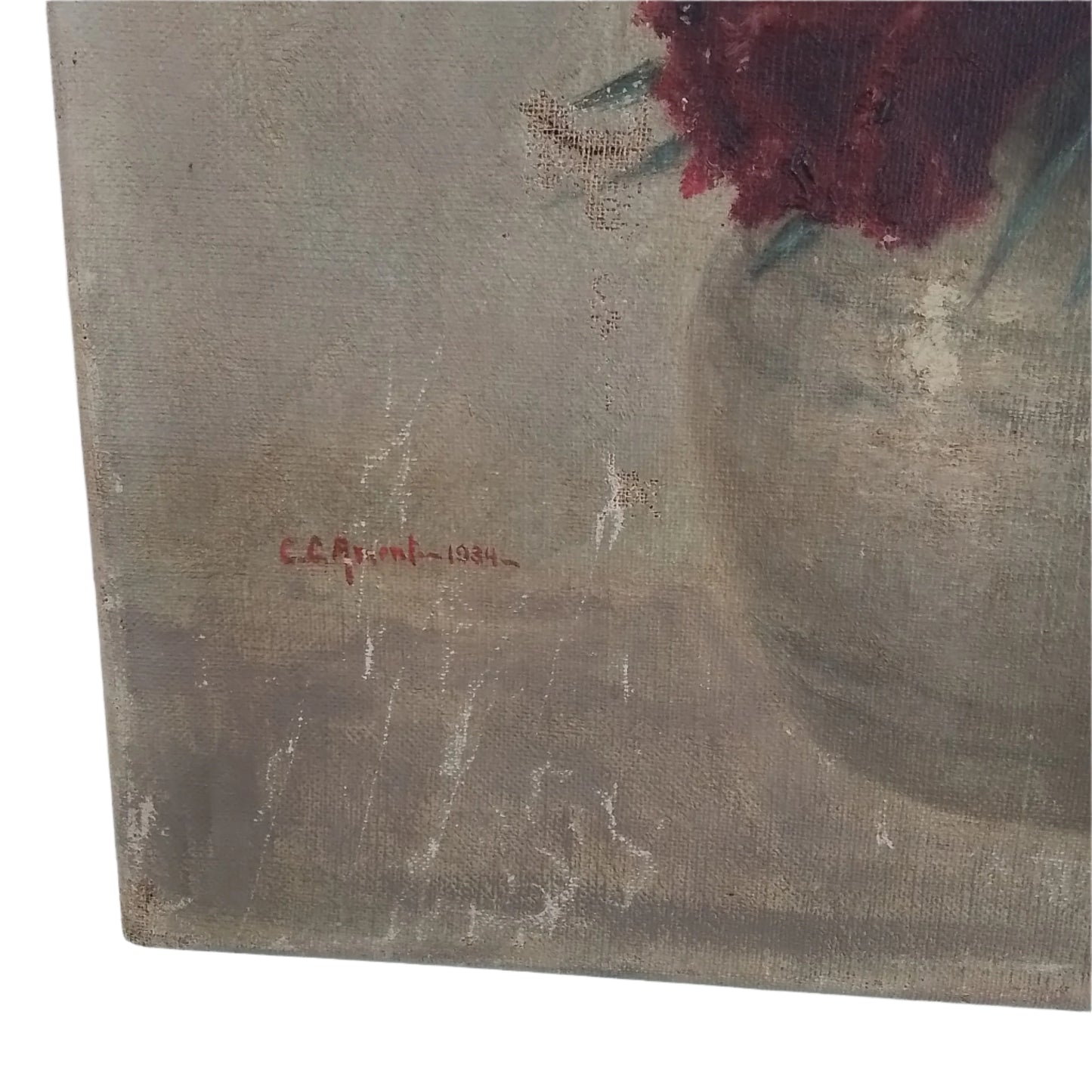 Red Floral Oil Painting